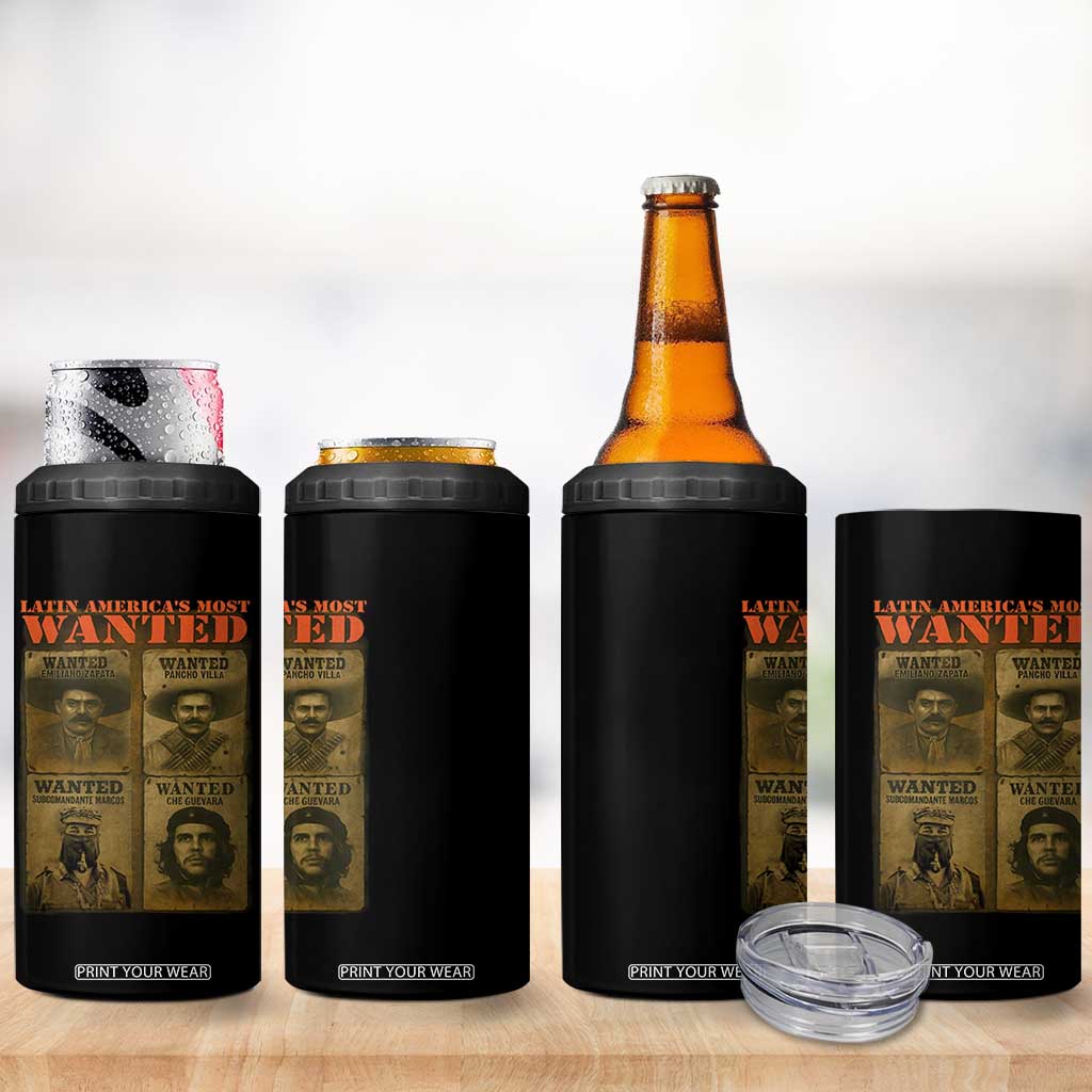 Latin America's Most Wanted 4 in 1 Can Cooler Tumbler Mexican Revolution Latino Hispanic Heritage TS11 Print Your Wear