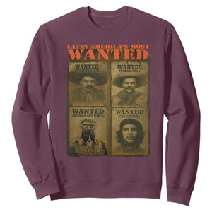 Latin America's Most Wanted Sweatshirt Mexican Revolution Latino Hispanic Heritage TS11 Maroon Print Your Wear