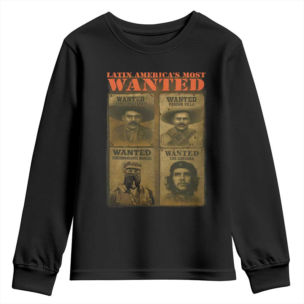 Latin America's Most Wanted Youth Sweatshirt Mexican Revolution Latino Hispanic Heritage TS11 Black Print Your Wear