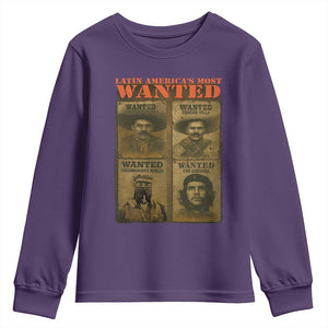 Latin America's Most Wanted Youth Sweatshirt Mexican Revolution Latino Hispanic Heritage TS11 Purple Print Your Wear