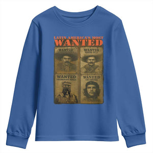 Latin America's Most Wanted Youth Sweatshirt Mexican Revolution Latino Hispanic Heritage TS11 Royal Blue Print Your Wear