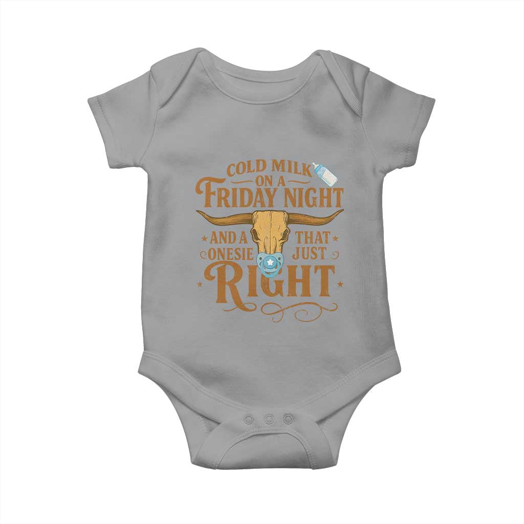 Funny Cold Milk On A Friday Night And A Onesie That Fits Just Right Baby Onesie Longhorn Cow Skull TS11 Sport Gray Print Your Wear