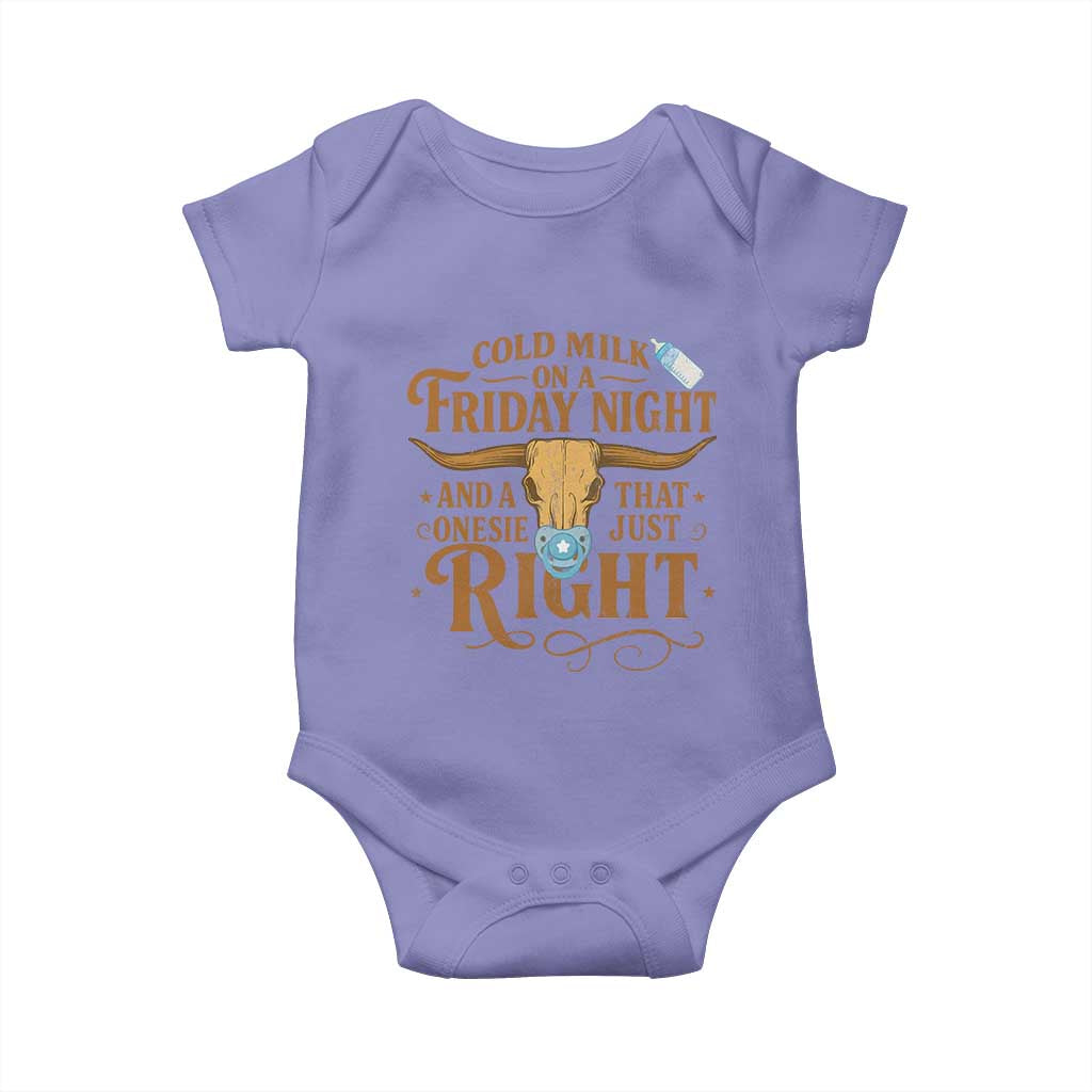 Funny Cold Milk On A Friday Night And A Onesie That Fits Just Right Baby Onesie Longhorn Cow Skull TS11 Violet Print Your Wear