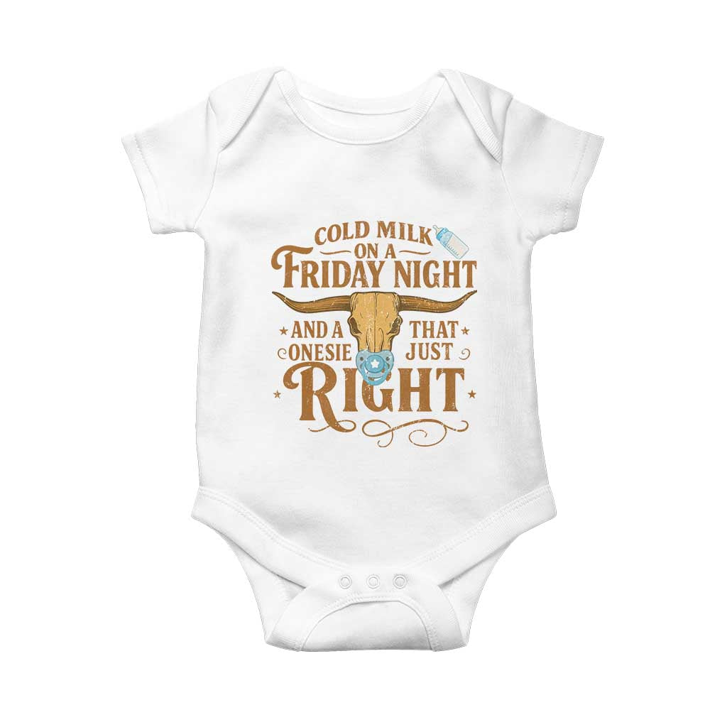 Funny Cold Milk On A Friday Night And A Onesie That Fits Just Right Baby Onesie Longhorn Cow Skull TS11 White Print Your Wear