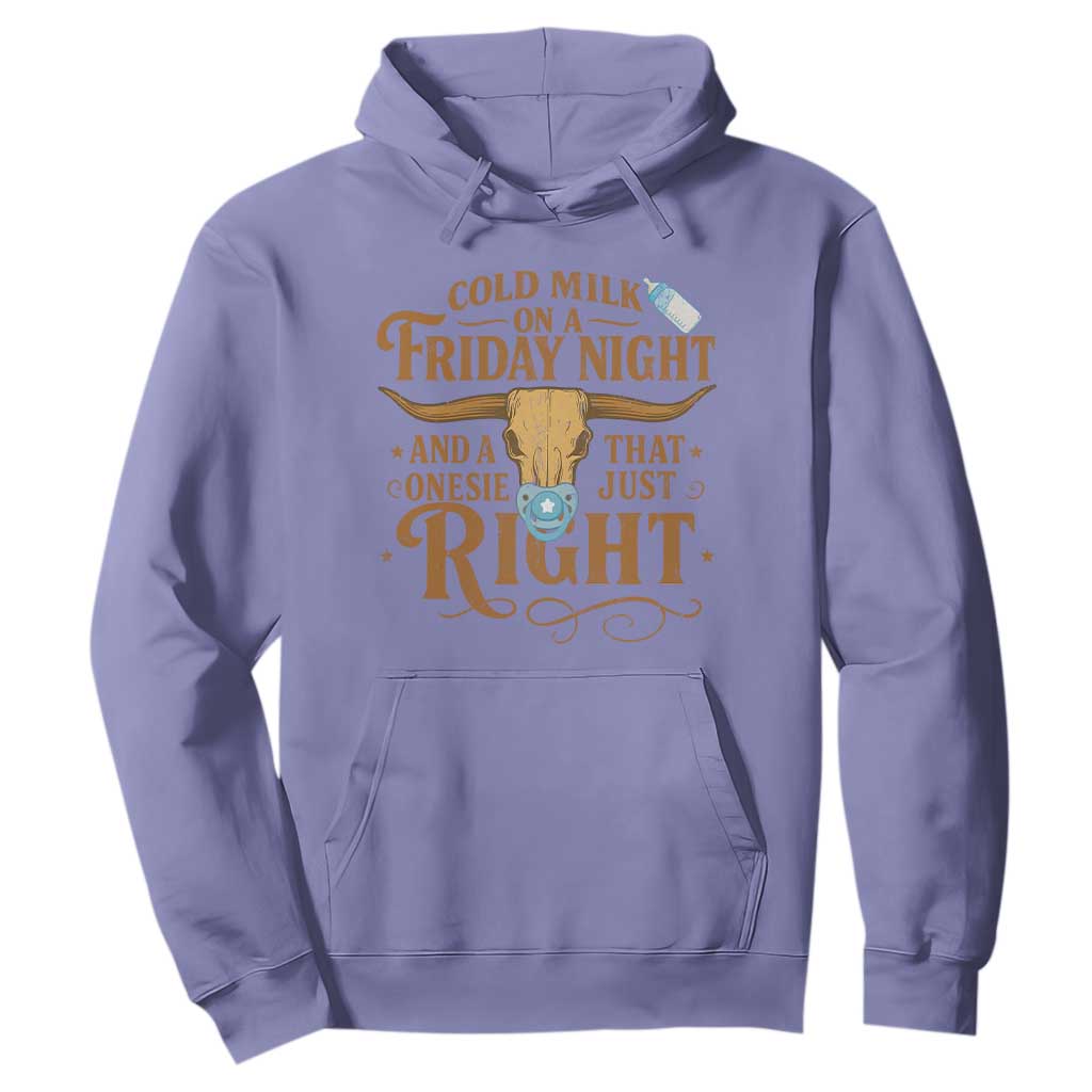Funny Cold Milk On A Friday Night And A Onesie That Fits Just Right Hoodie Longhorn Cow Skull TS11 Violet Print Your Wear