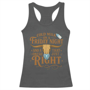 Funny Cold Milk On A Friday Night And A Onesie That Fits Just Right Racerback Tank Top Longhorn Cow Skull TS11 Dark Heather Print Your Wear