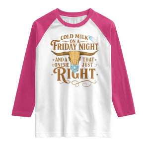 Funny Cold Milk On A Friday Night And A Onesie That Fits Just Right Raglan Shirt Longhorn Cow Skull TS11 White Heliconia Print Your Wear