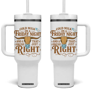 Funny Cold Milk On A Friday Night And A Onesie That Fits Just Right Tumbler With Handle Longhorn Cow Skull TS11 One Size: 40 oz White Print Your Wear