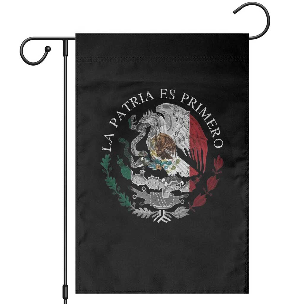 Mexican Pride Garden Flag La Patria Es Primero Coat Of Arms TS11 Black Print Your Wear