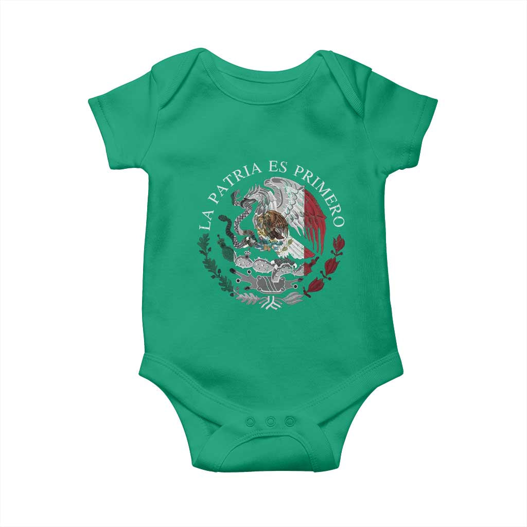 Mexican Pride Baby Onesie La Patria Es Primero Coat Of Arms TS11 Irish Green Print Your Wear
