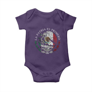 Mexican Pride Baby Onesie La Patria Es Primero Coat Of Arms TS11 Purple Print Your Wear
