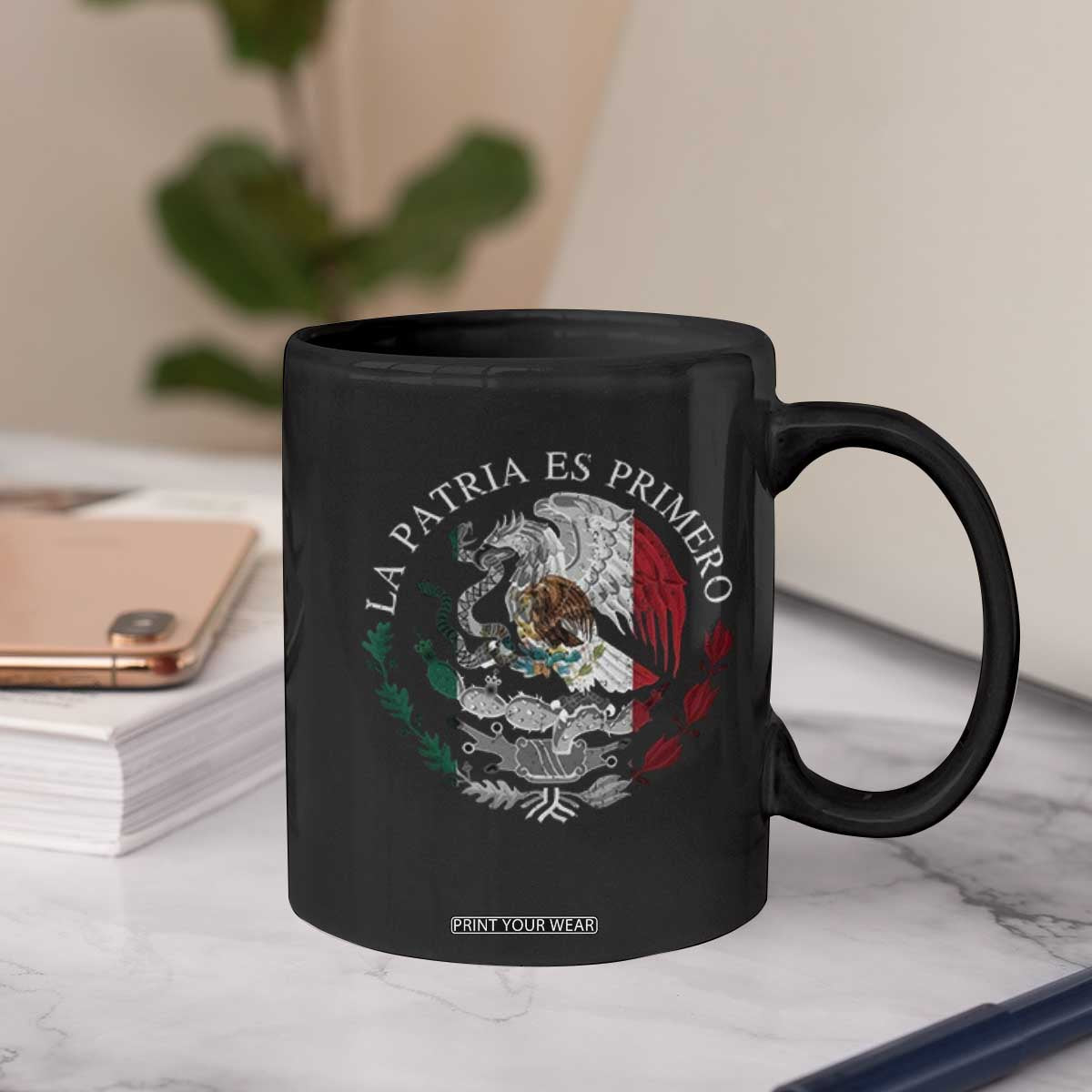 Mexican Pride Coffee Mug La Patria Es Primero Coat Of Arms TS11 Print Your Wear
