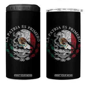 Mexican Pride 4 in 1 Can Cooler Tumbler La Patria Es Primero Coat Of Arms TS11 One Size: 16 oz Black Print Your Wear