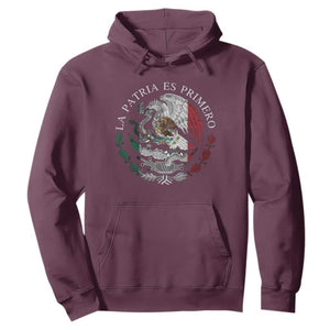 Mexican Pride Hoodie La Patria Es Primero Coat Of Arms TS11 Maroon Print Your Wear
