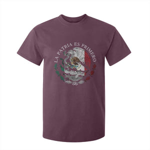 Mexican Pride T Shirt For Kid La Patria Es Primero Coat Of Arms TS11 Maroon Print Your Wear