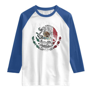 Mexican Pride Raglan Shirt La Patria Es Primero Coat Of Arms TS11 White Royal Print Your Wear