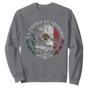 Mexican Pride Sweatshirt La Patria Es Primero Coat Of Arms TS11 Charcoal Print Your Wear
