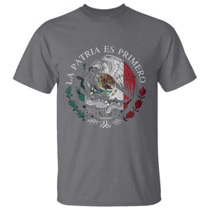 Mexican Pride T Shirt La Patria Es Primero Coat Of Arms TS11 Charcoal Print Your Wear