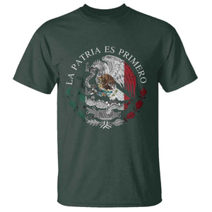 Mexican Pride T Shirt La Patria Es Primero Coat Of Arms TS11 Dark Forest Green Print Your Wear