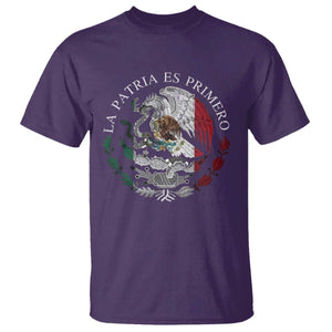 Mexican Pride T Shirt La Patria Es Primero Coat Of Arms TS11 Purple Print Your Wear