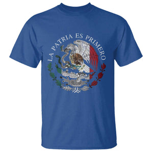 Mexican Pride T Shirt La Patria Es Primero Coat Of Arms TS11 Royal Blue Print Your Wear