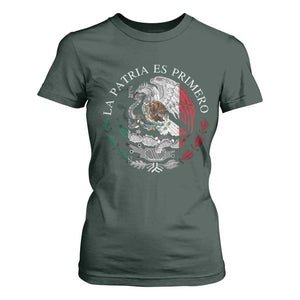 Mexican Pride T Shirt For Women La Patria Es Primero Coat Of Arms TS11 Dark Forest Green Print Your Wear