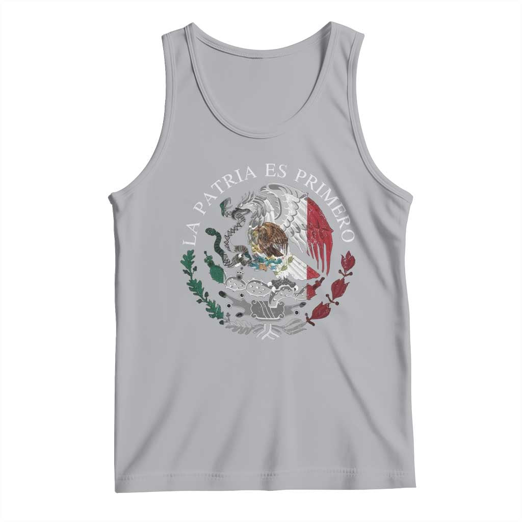 Mexican Pride Tank Top La Patria Es Primero Coat Of Arms TS11 Athletic Heather Print Your Wear