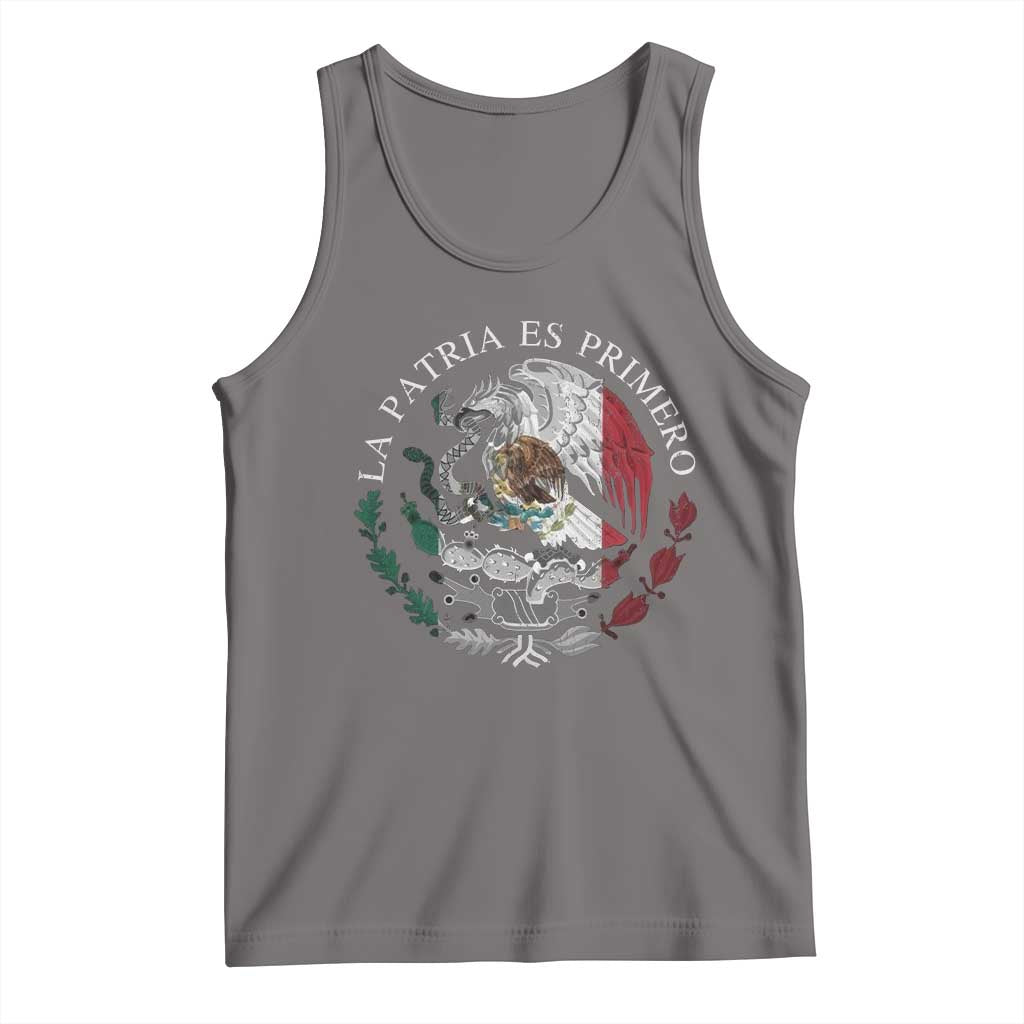 Mexican Pride Tank Top La Patria Es Primero Coat Of Arms TS11 Deep Heather Print Your Wear
