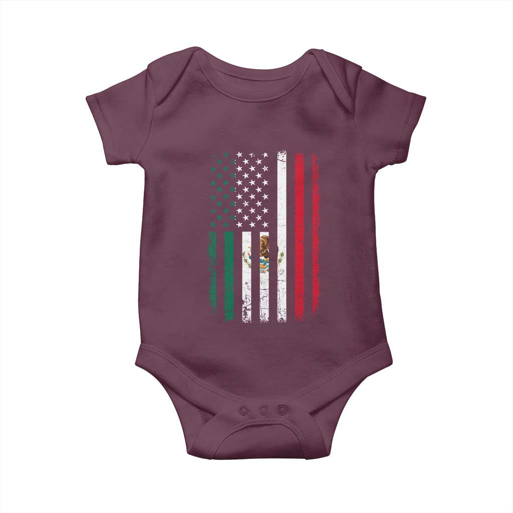 Mexican American Flag Mexican Roots Mexico America Baby Onesie TS11 Maroon Print Your Wear