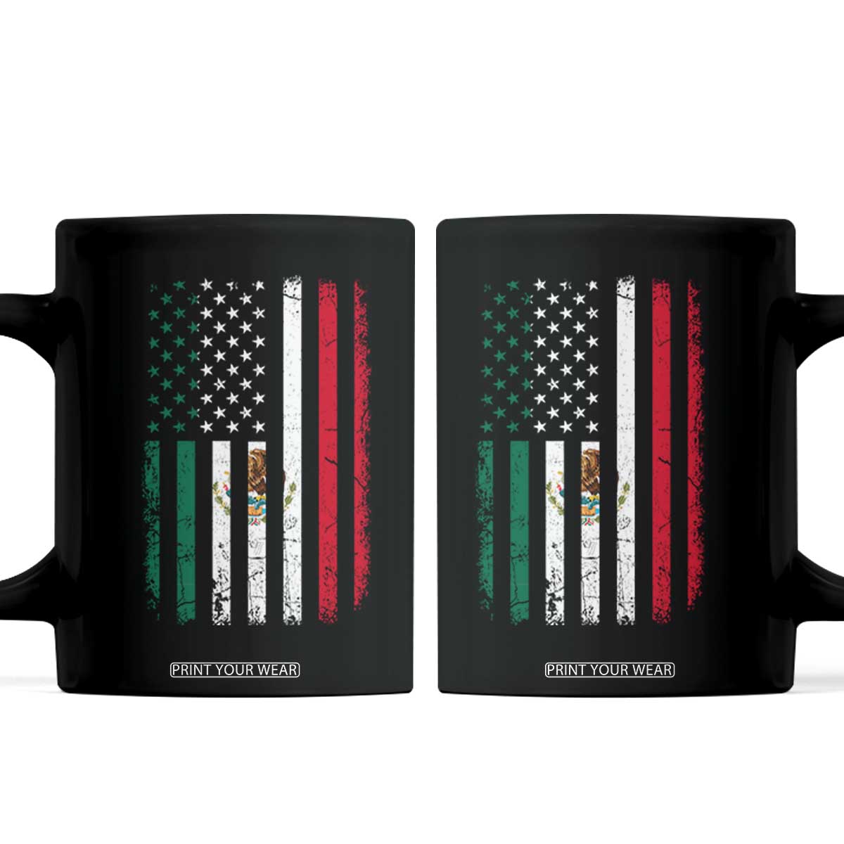 Mexican American Flag Mexican Roots Mexico America Coffee Mug TS11 Black Print Your Wear