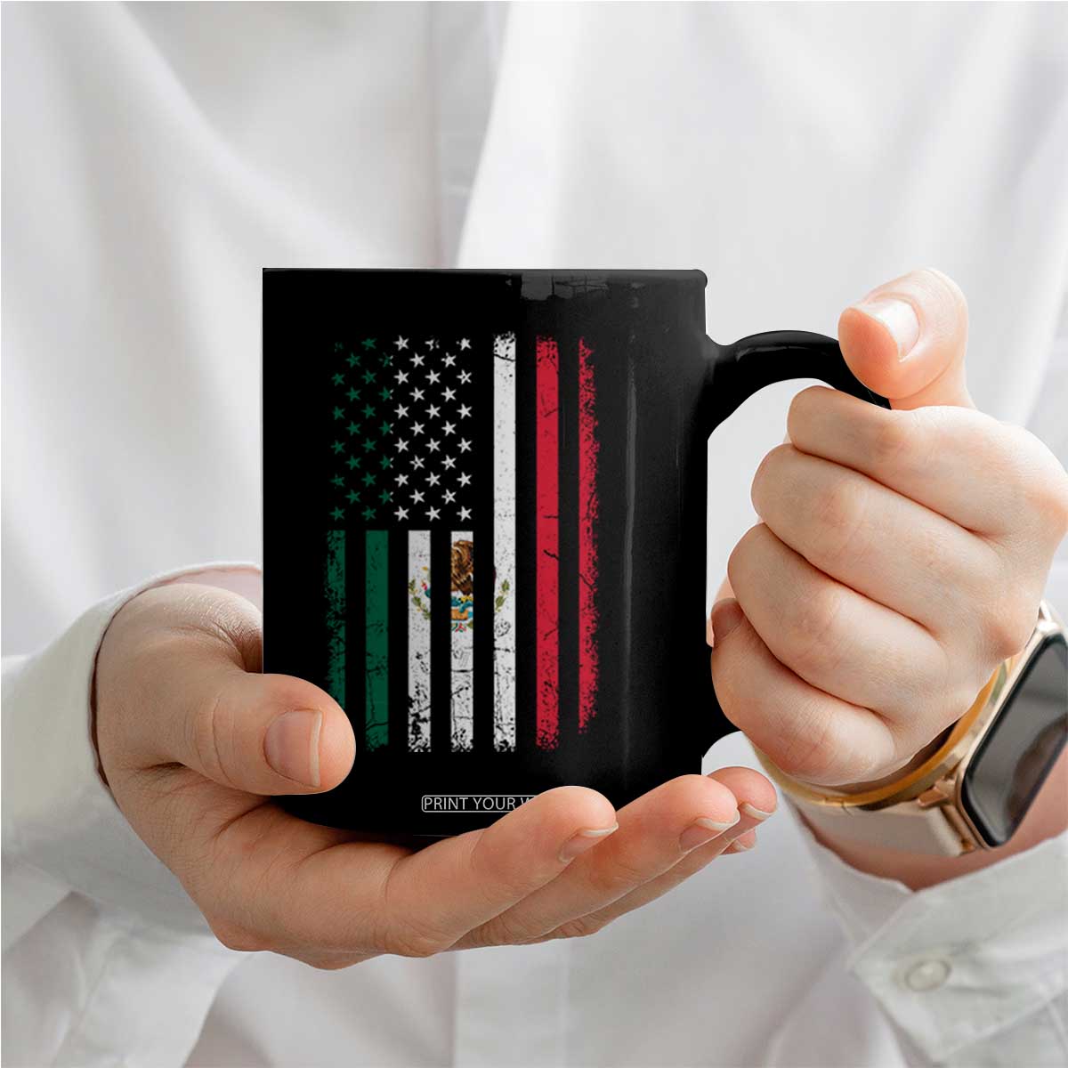 Mexican American Flag Mexican Roots Mexico America Coffee Mug TS11 Print Your Wear