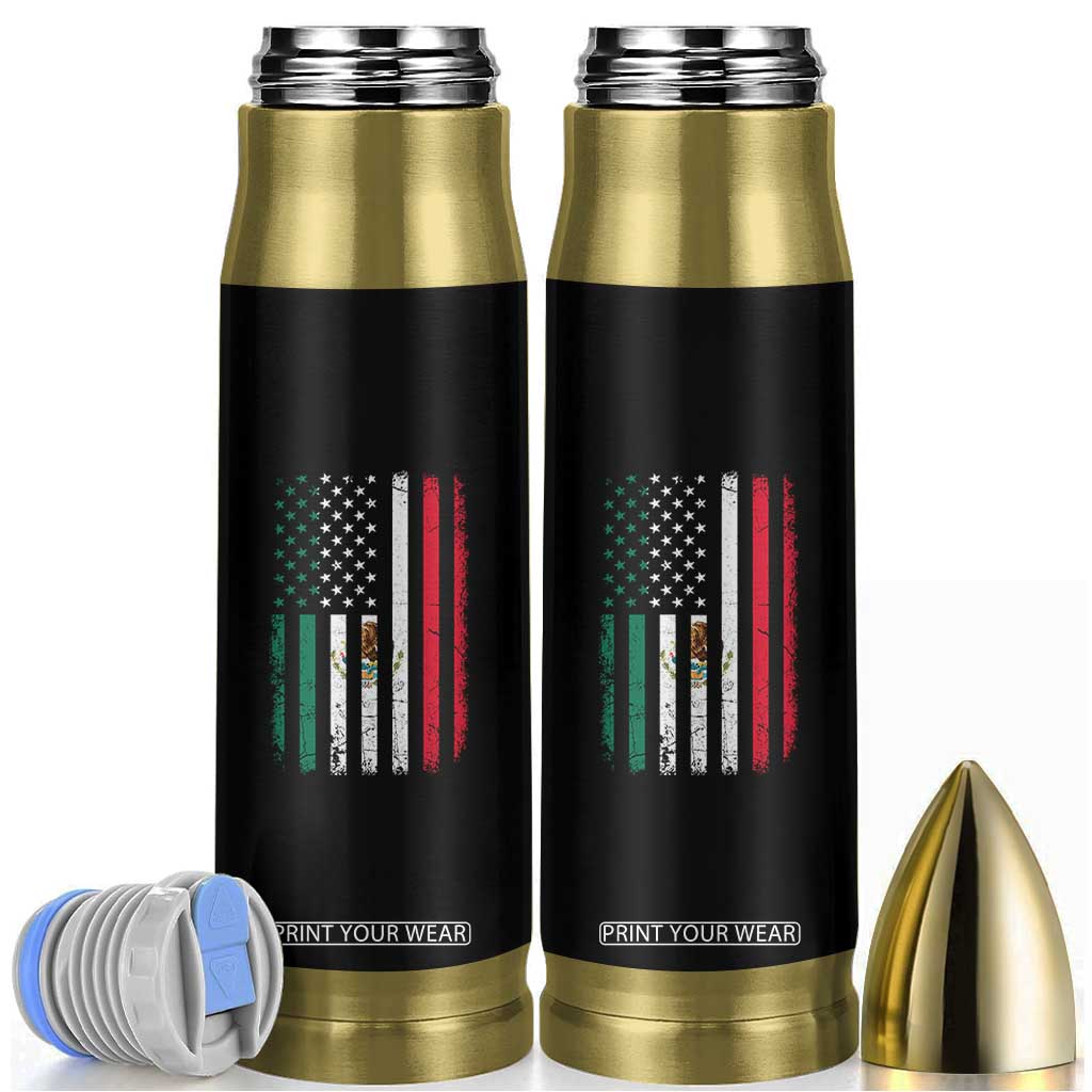 Mexican American Flag Mexican Roots Mexico America Bullet Tumbler TS11 Black Print Your Wear