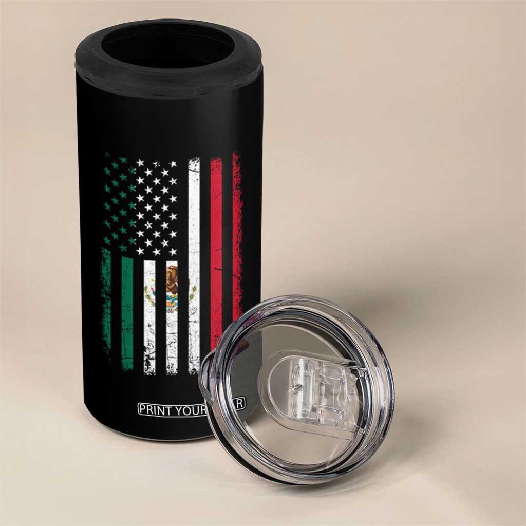 Mexican American Flag Mexican Roots Mexico America 4 in 1 Can Cooler Tumbler TS11 Print Your Wear