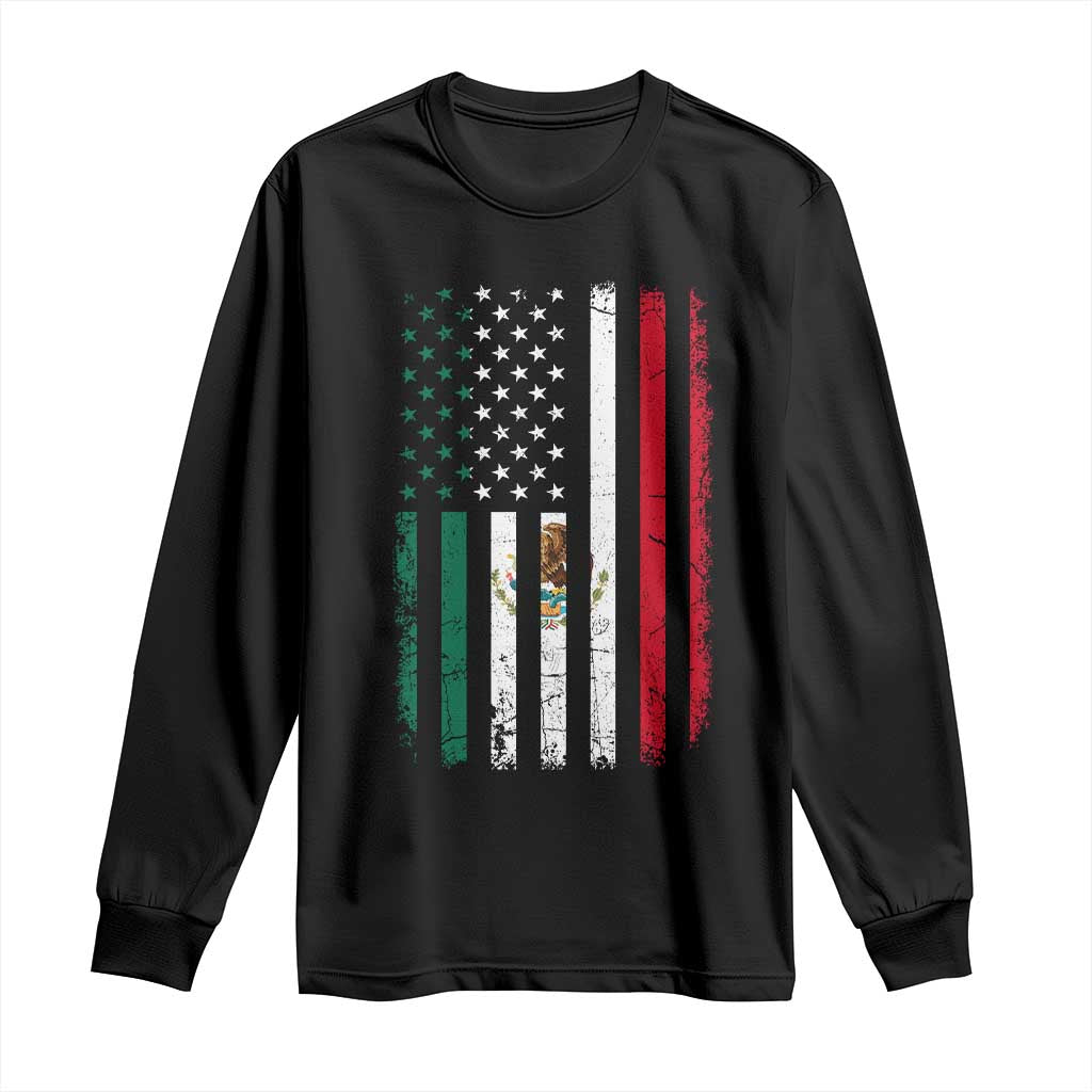 Mexican American Flag Mexican Roots Mexico America Long Sleeve Shirt TS11 Black Print Your Wear