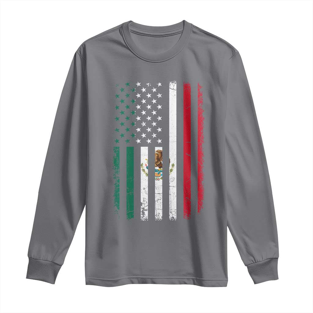Mexican American Flag Mexican Roots Mexico America Long Sleeve Shirt TS11 Charcoal Print Your Wear