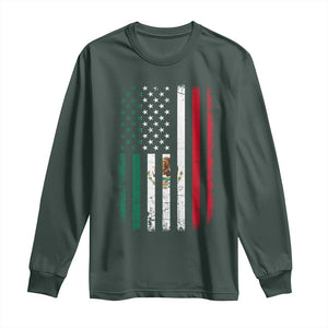 Mexican American Flag Mexican Roots Mexico America Long Sleeve Shirt TS11 Dark Forest Green Print Your Wear
