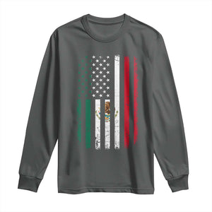 Mexican American Flag Mexican Roots Mexico America Long Sleeve Shirt TS11 Dark Heather Print Your Wear