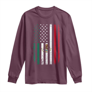 Mexican American Flag Mexican Roots Mexico America Long Sleeve Shirt TS11 Maroon Print Your Wear