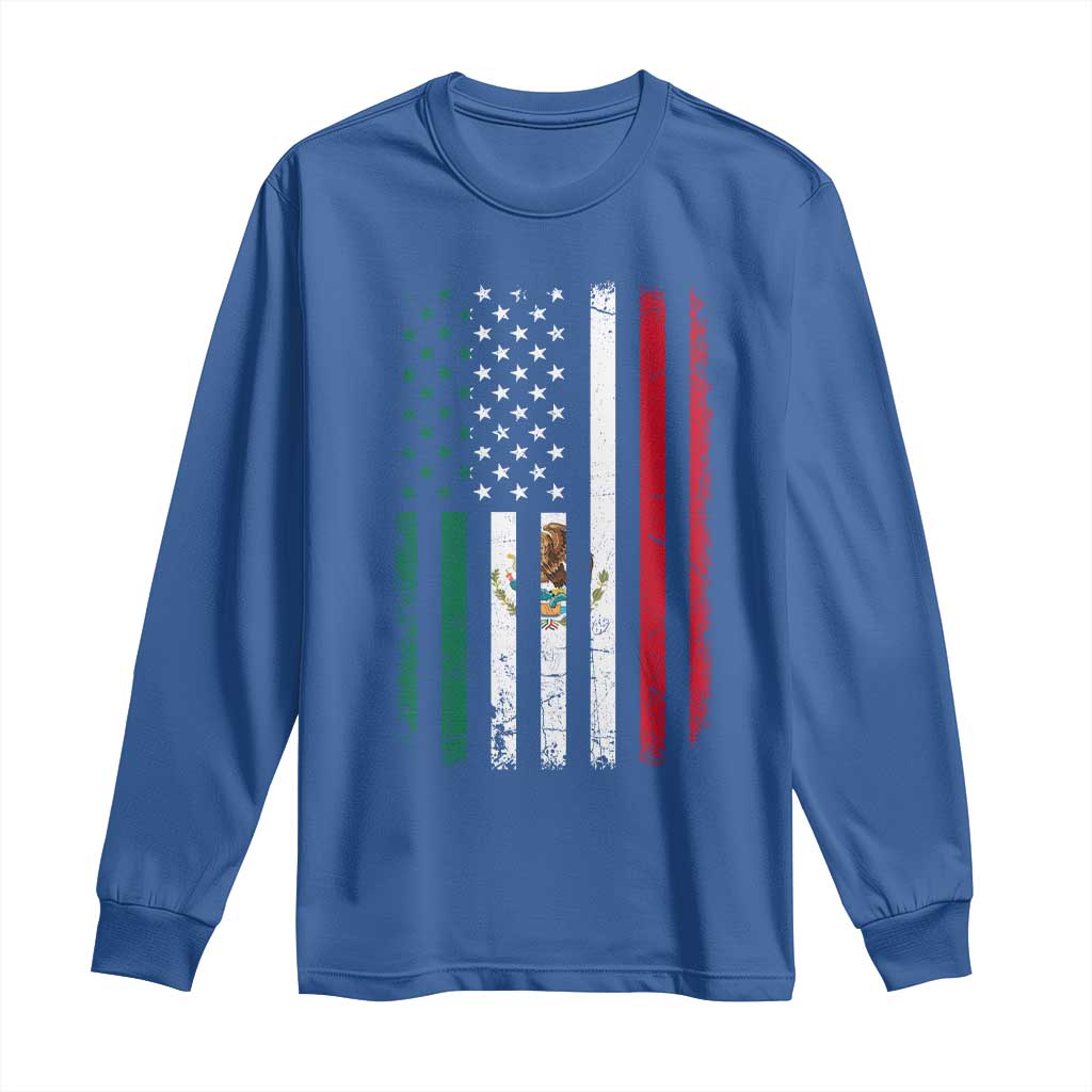Mexican American Flag Mexican Roots Mexico America Long Sleeve Shirt TS11 Royal Blue Print Your Wear