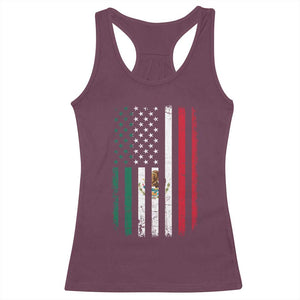 Mexican American Flag Mexican Roots Mexico America Racerback Tank Top TS11 Maroon Print Your Wear