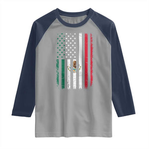 Mexican American Flag Mexican Roots Mexico America Raglan Shirt TS11 Sport Gray Navy Print Your Wear