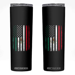 Mexican American Flag Mexican Roots Mexico America Skinny Tumbler TS11 Black Print Your Wear