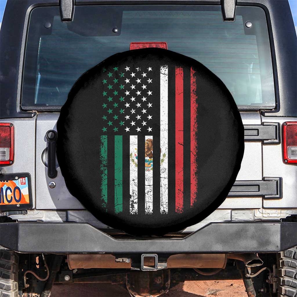 Mexican American Flag Mexican Roots Mexico America Spare Tire Cover TS11 No hole Black Print Your Wear