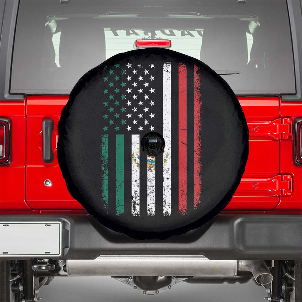 Mexican American Flag Mexican Roots Mexico America Spare Tire Cover TS11 Black Print Your Wear