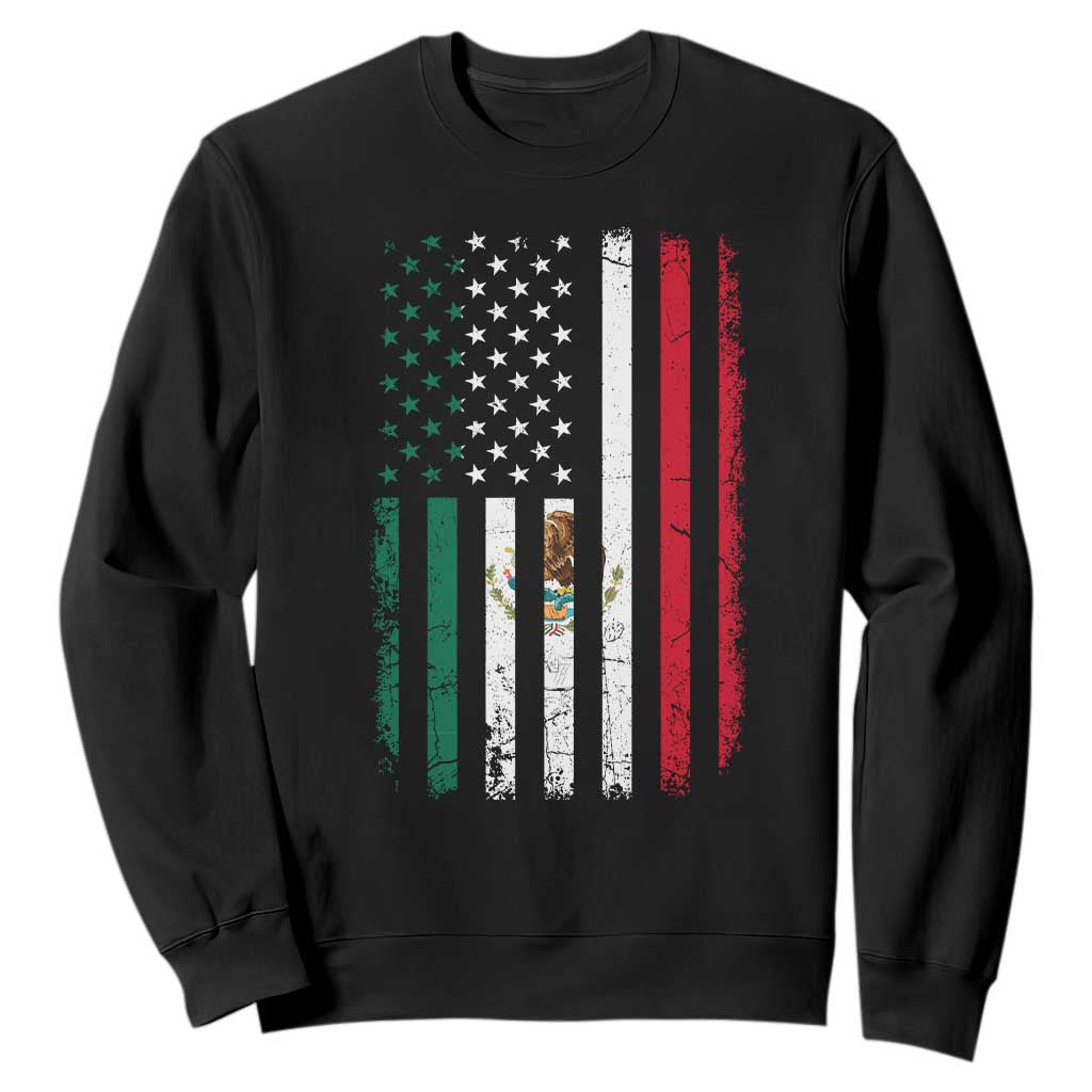 Mexican American Flag Mexican Roots Mexico America Sweatshirt TS11 Black Print Your Wear