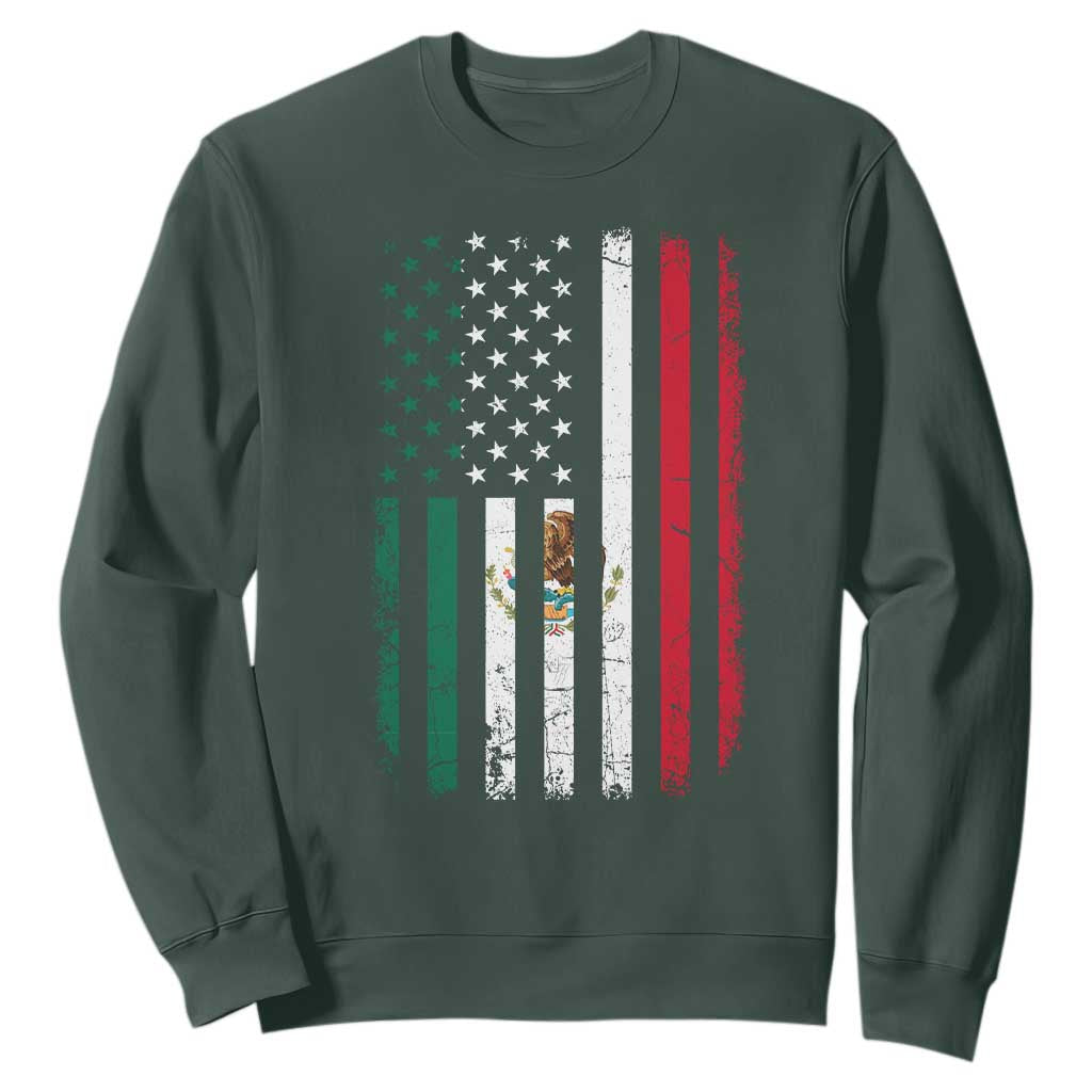 Mexican American Flag Mexican Roots Mexico America Sweatshirt TS11 Dark Forest Green Print Your Wear
