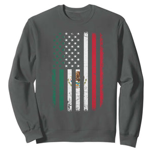 Mexican American Flag Mexican Roots Mexico America Sweatshirt TS11 Dark Heather Print Your Wear