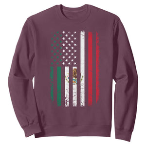 Mexican American Flag Mexican Roots Mexico America Sweatshirt TS11 Maroon Print Your Wear
