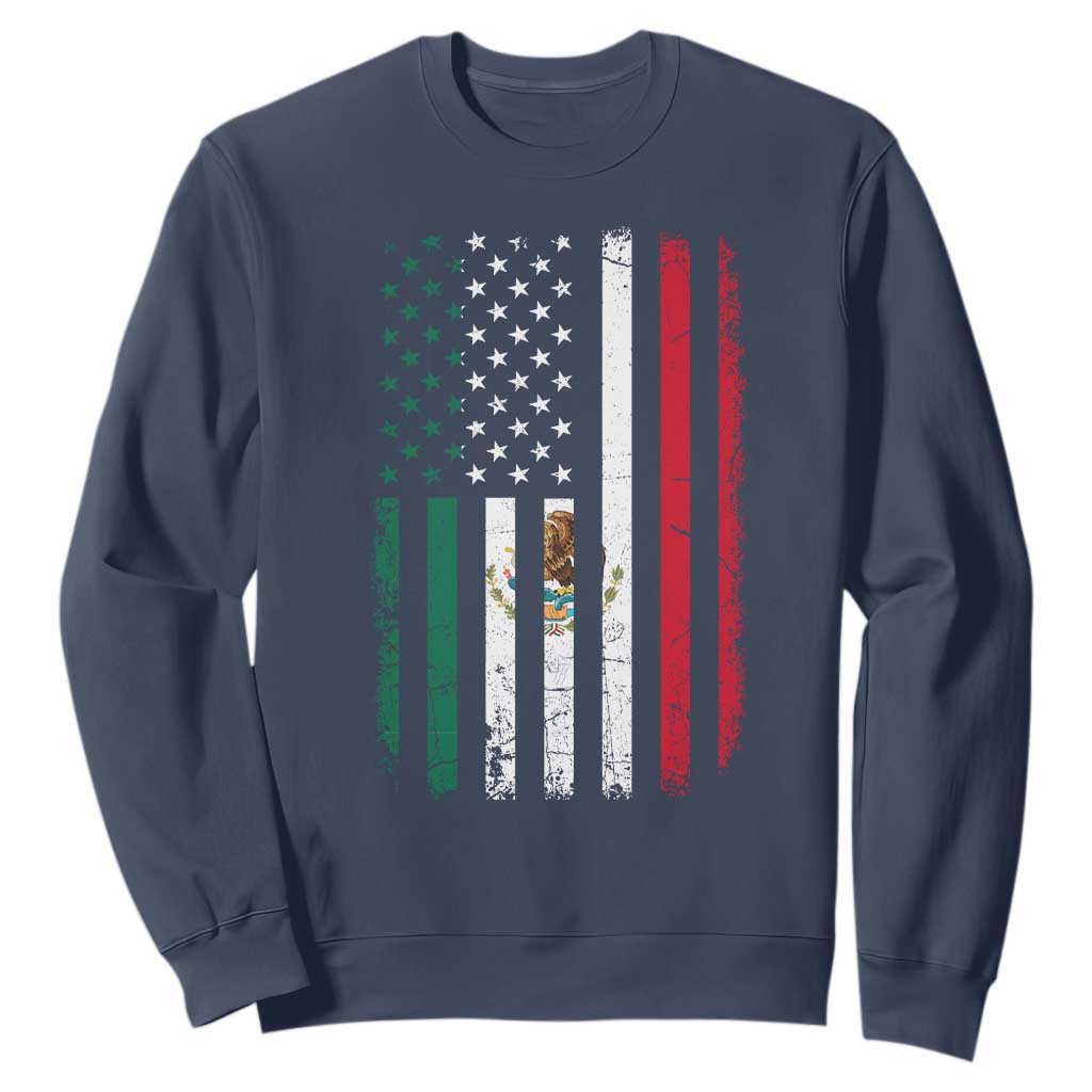 Mexican American Flag Mexican Roots Mexico America Sweatshirt TS11 Navy Print Your Wear