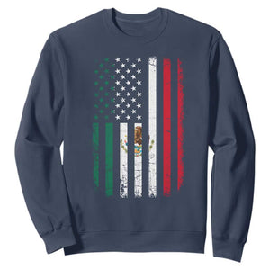 Mexican American Flag Mexican Roots Mexico America Sweatshirt TS11 Navy Print Your Wear